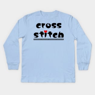 Cross Stitch Small Heart Kids Long Sleeve T-Shirt